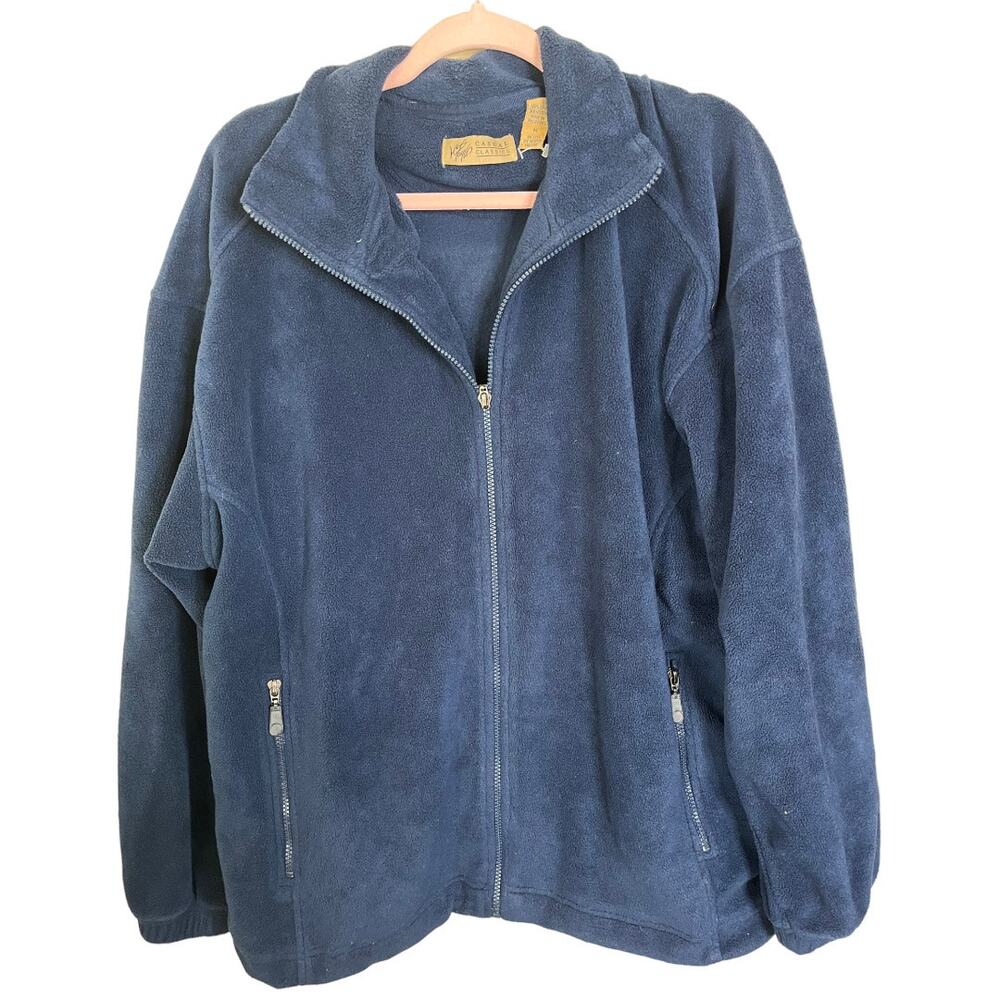 Lord & Taylor Casual Classics blue faux fleece jacket full zip Medium